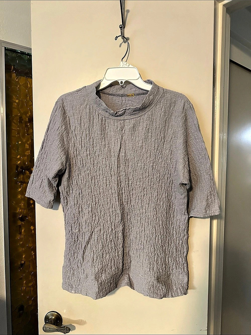 Textured Short Sleeve Top in light purple